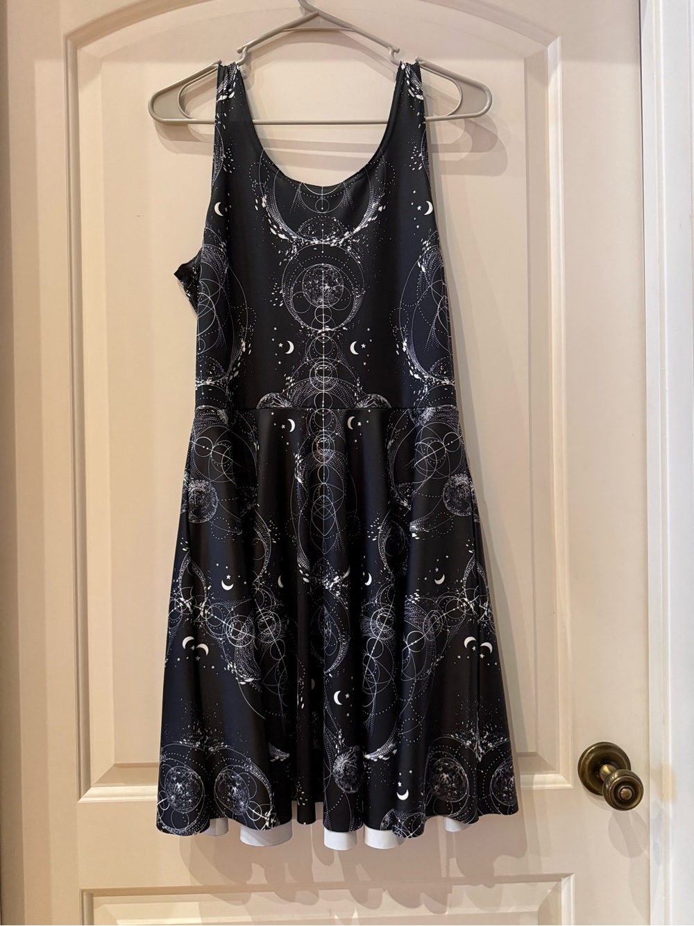 Black Celestial Print Fit-and-Flare Dress - Picture 2 of 4